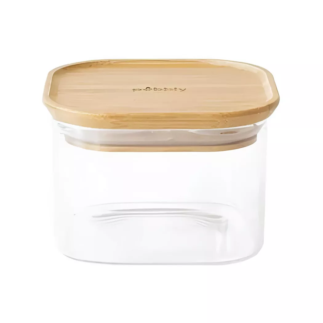 Pebbly Square 500ml Canister With Bamboo Lid