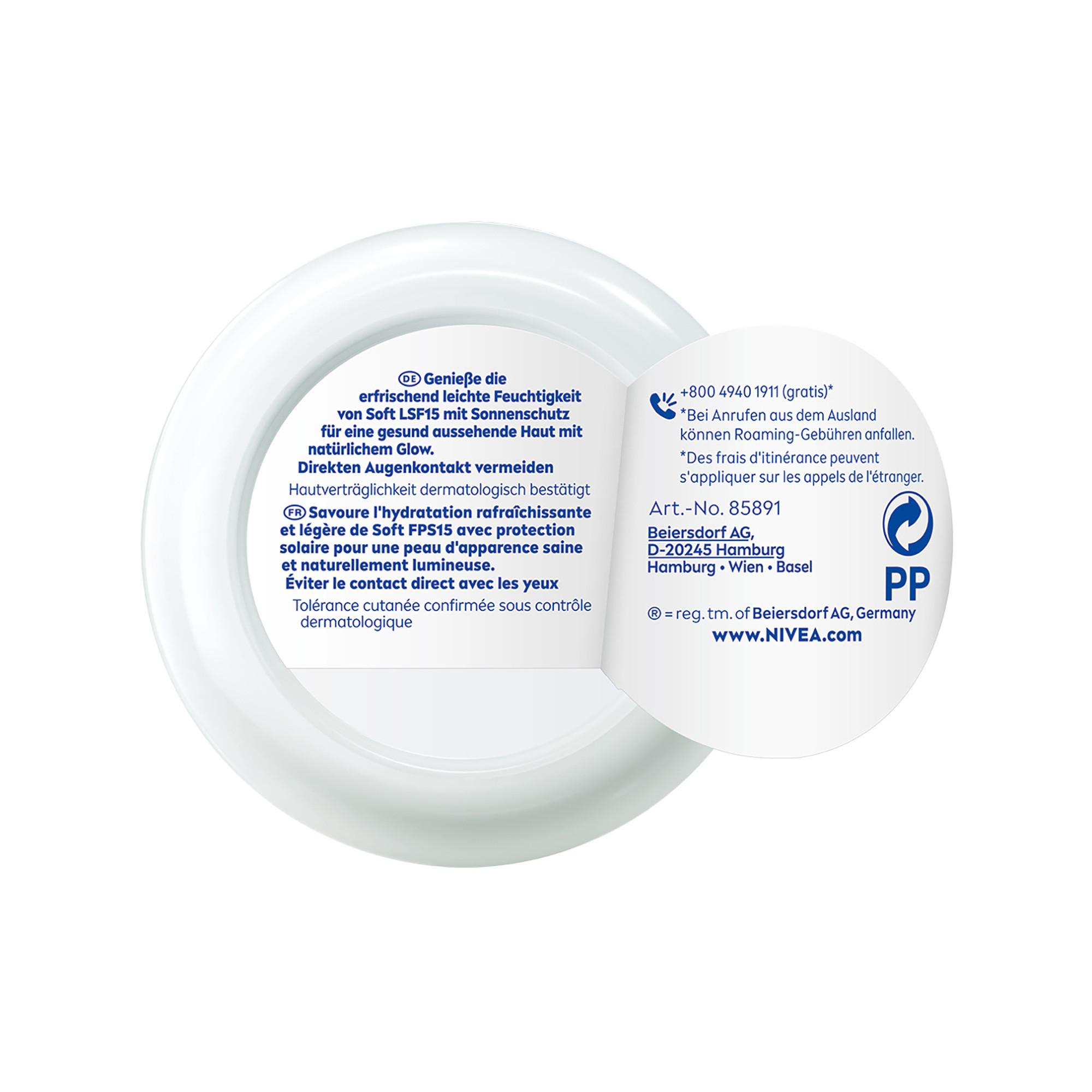 NIVEA  Crème hydratante rafraîchissante Soft FPS 15 en pot 