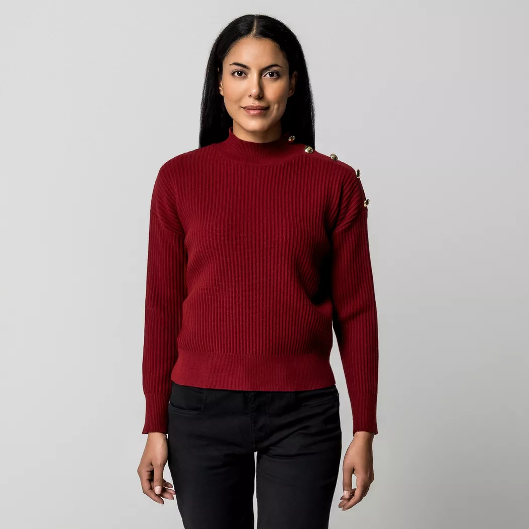 Manor Woman - Pullover, für Damen, Dunkelrot, Größe M