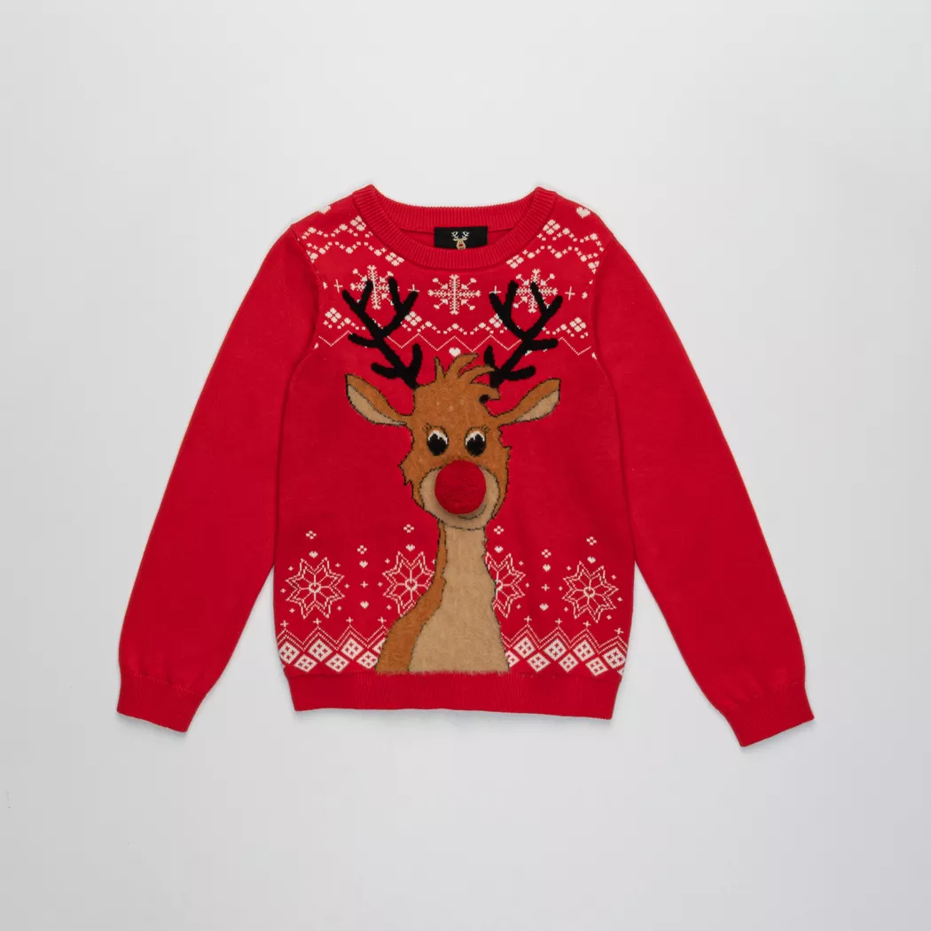 Manor Kids - Weihnachtspullover, Applikation, 110, Rot