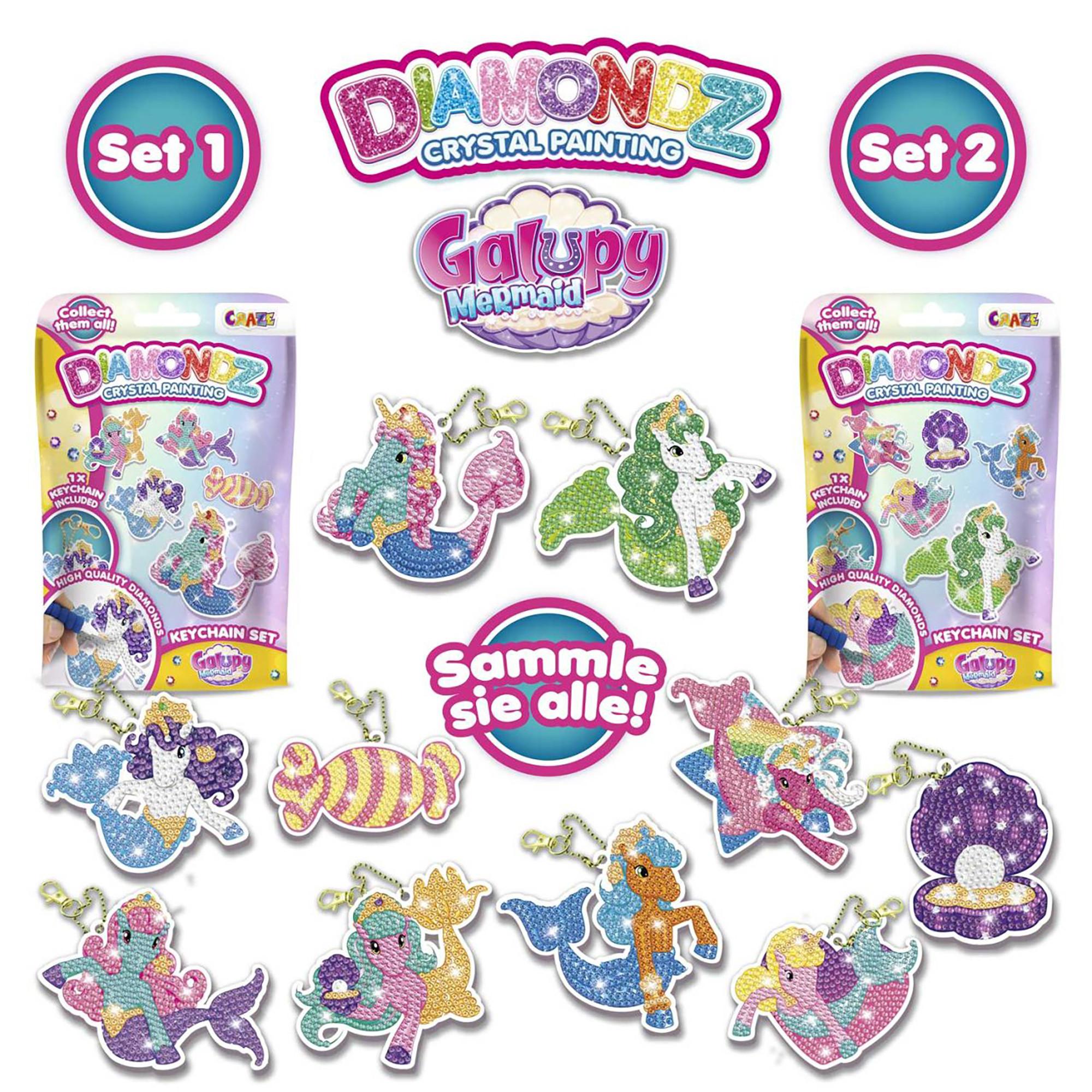 Craze  Diamondz Keychain Set Galupy Mermaid, assortiment aléatoire 