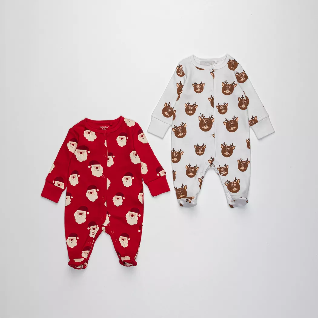 Manor Baby - Pyjama-Set, 2er-Pack, Duo Pyjama X-Mas, 50, Multicolor