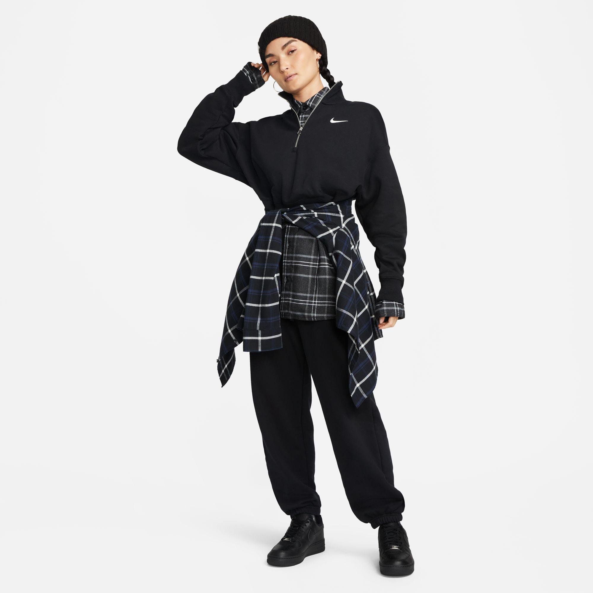 NIKE W NSW PHNX FLC QZ CROP Pull, half-zip 