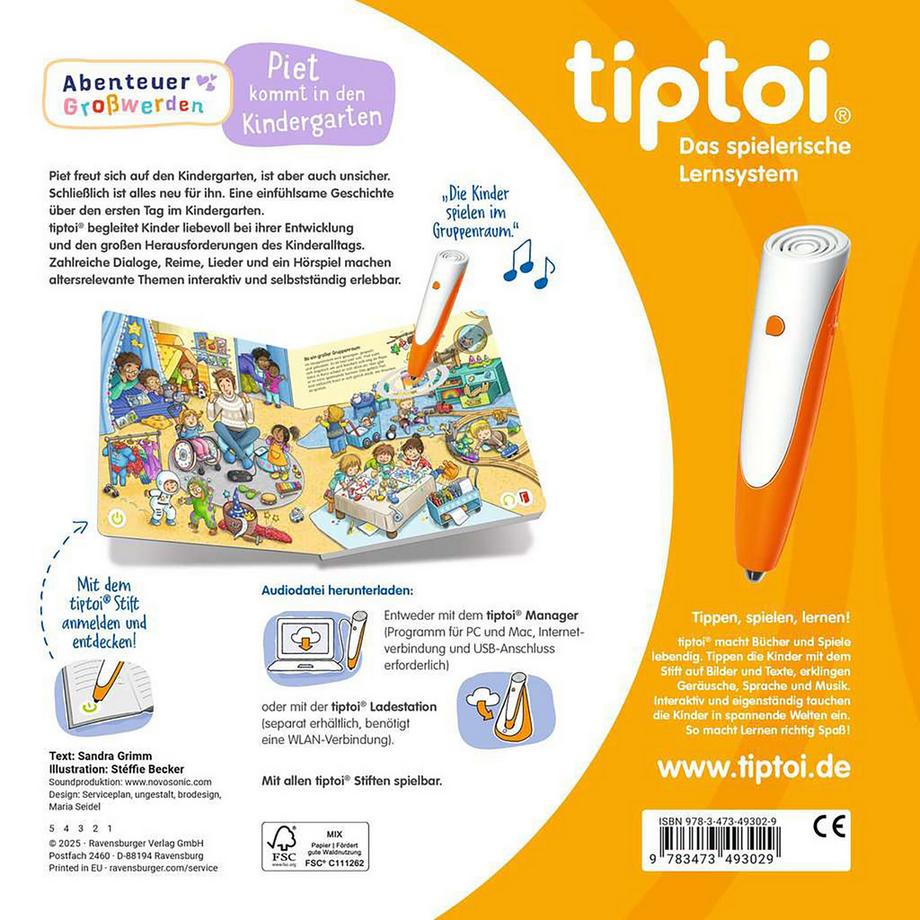 tiptoi  Abenteuer Grosswerden: Piet kommt in den Kindergarten, deutsch 