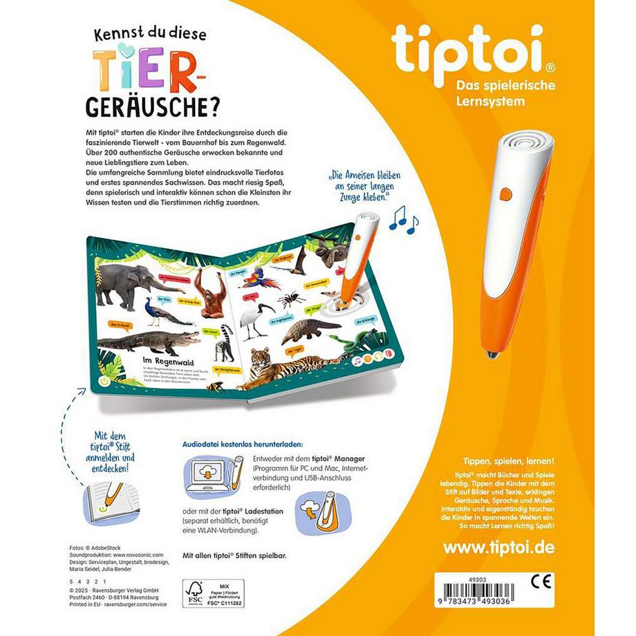 tiptoi  Buch – Kennst du diese Tiergeräusche? deutsch 