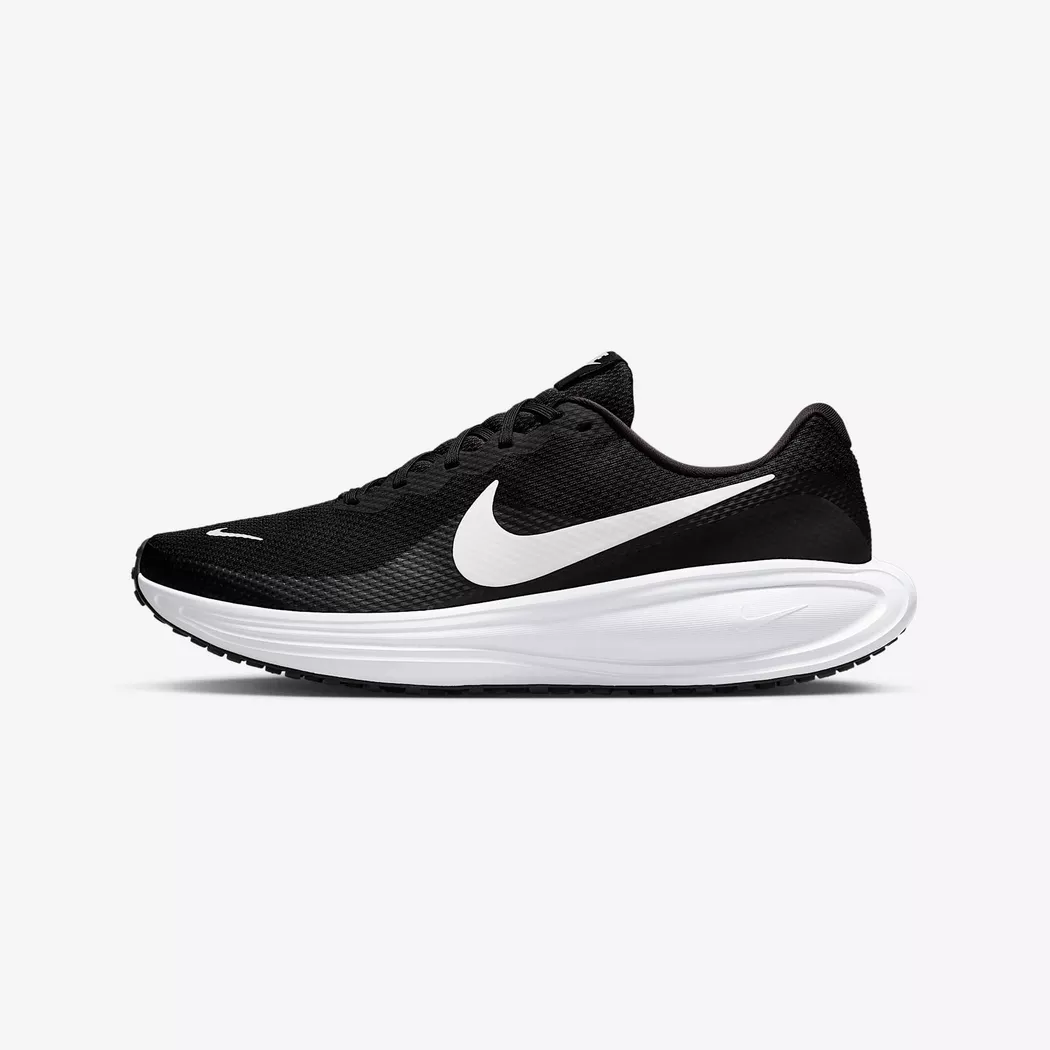 Laufschuh NIKE "Revolution 8", Herren, Gr. 42, schwarz, weiß, schwarz, Synthetik, Textil, Schuhe Laufschuh, sportlicher Stil, leicht profiliertes Sohlenmuster, Gummilaufsohle
