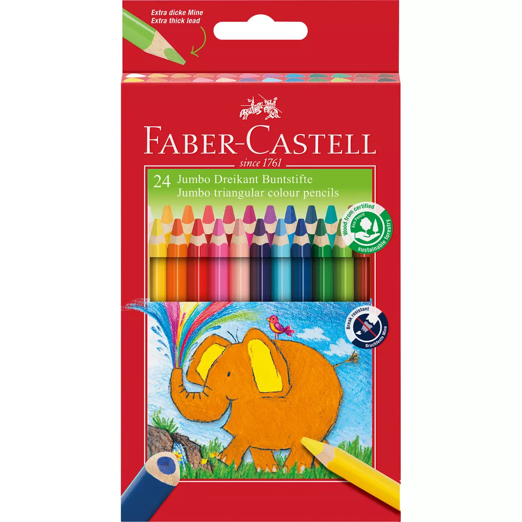 Faber-Castell Colourpencils Triangular Jumbo - Box of 24, none