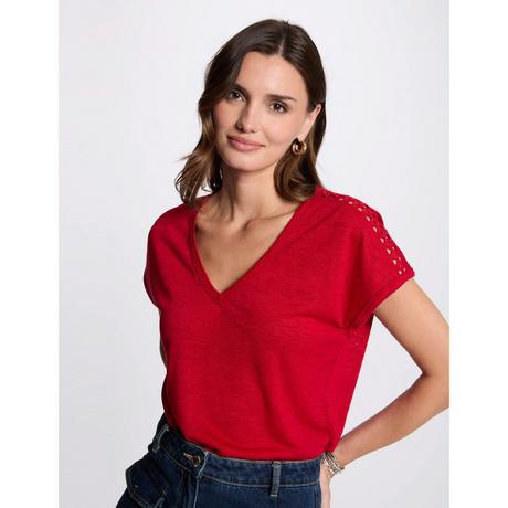 MORGAN V-Ausschnitt Kurzarm T-Shirt  