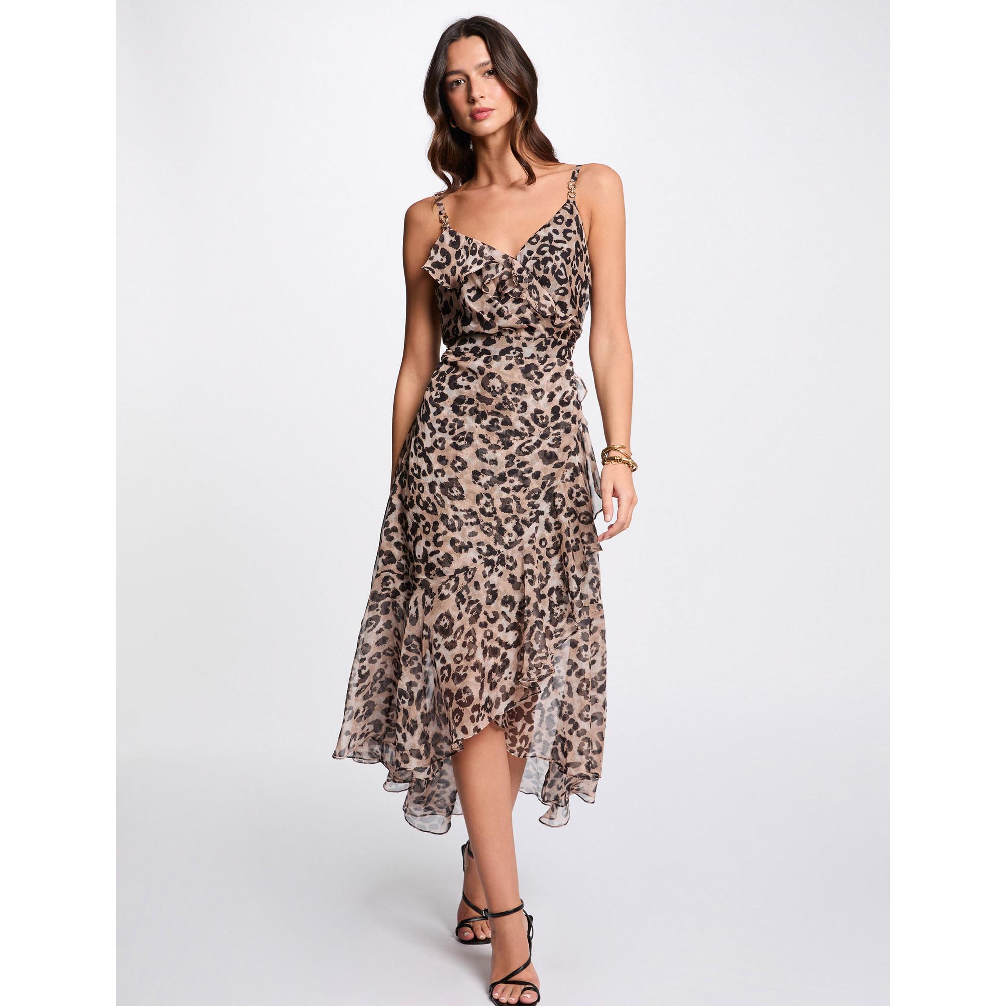 MORGAN Abito Midi Balze Stampa Leopardata  