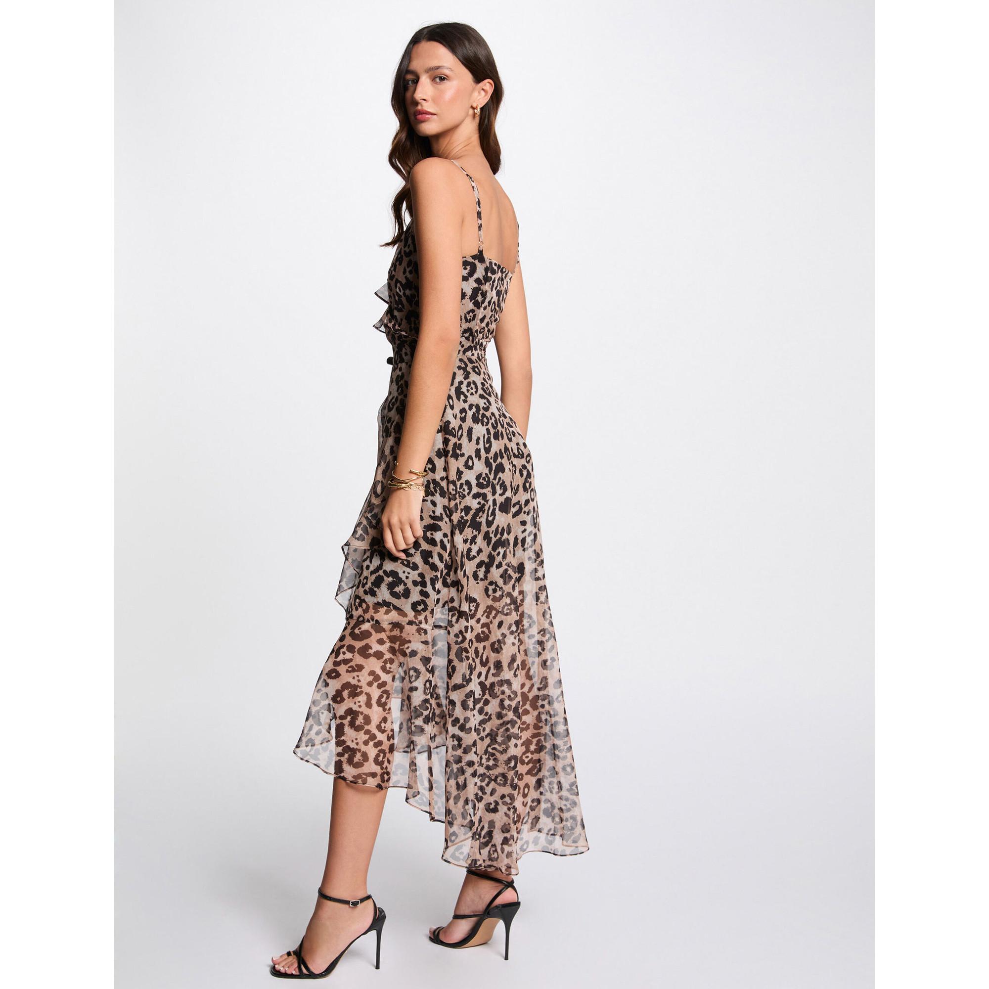 MORGAN Abito Midi Balze Stampa Leopardata  