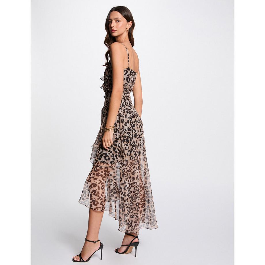 MORGAN Robe Midi Volants Imprimé Léopard  