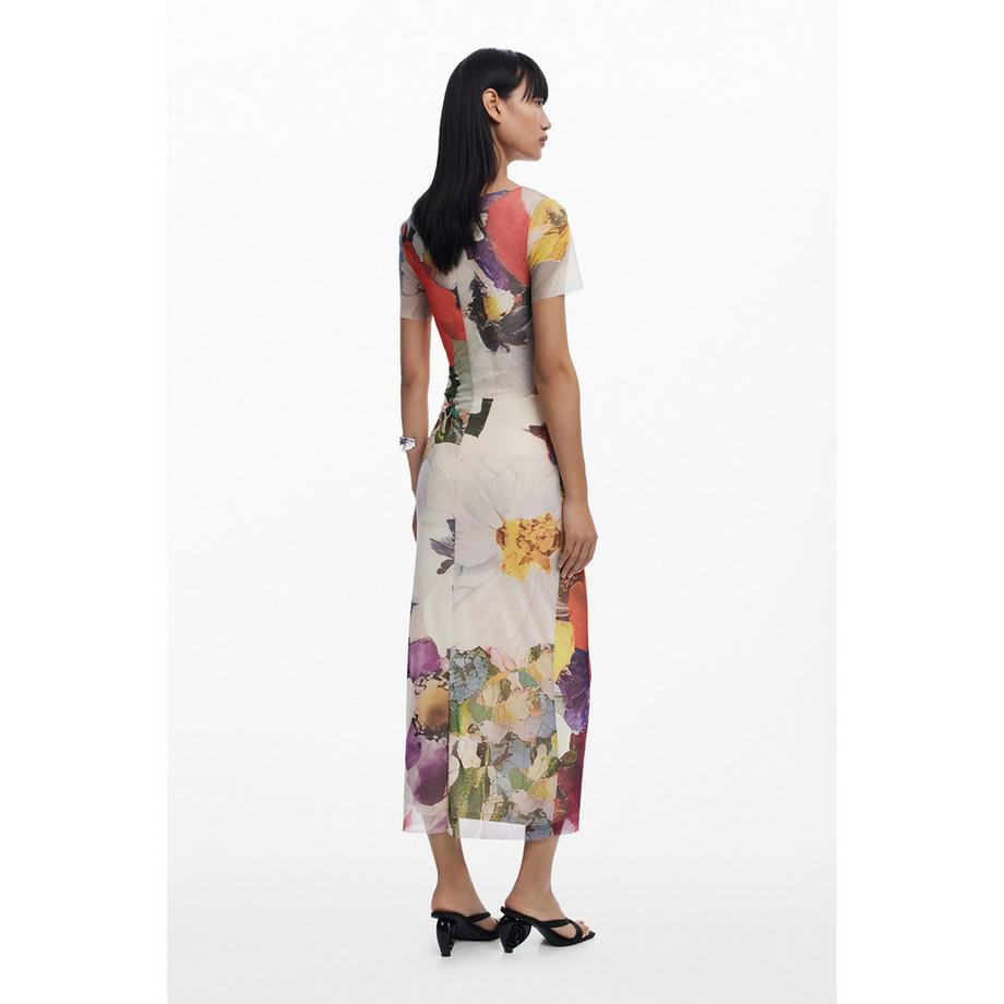 Desigual Robe Midi Manches Courtes Imprimé Floral  