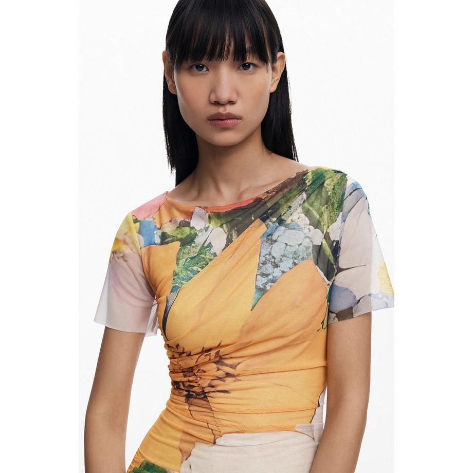 Desigual Robe Midi Manches Courtes Imprimé Floral  