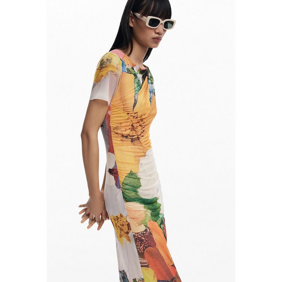 Desigual Robe Midi Manches Courtes Imprimé Floral  