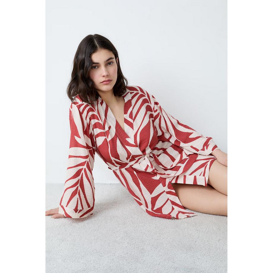 Etam Peignoir Imprimé Feuilles  