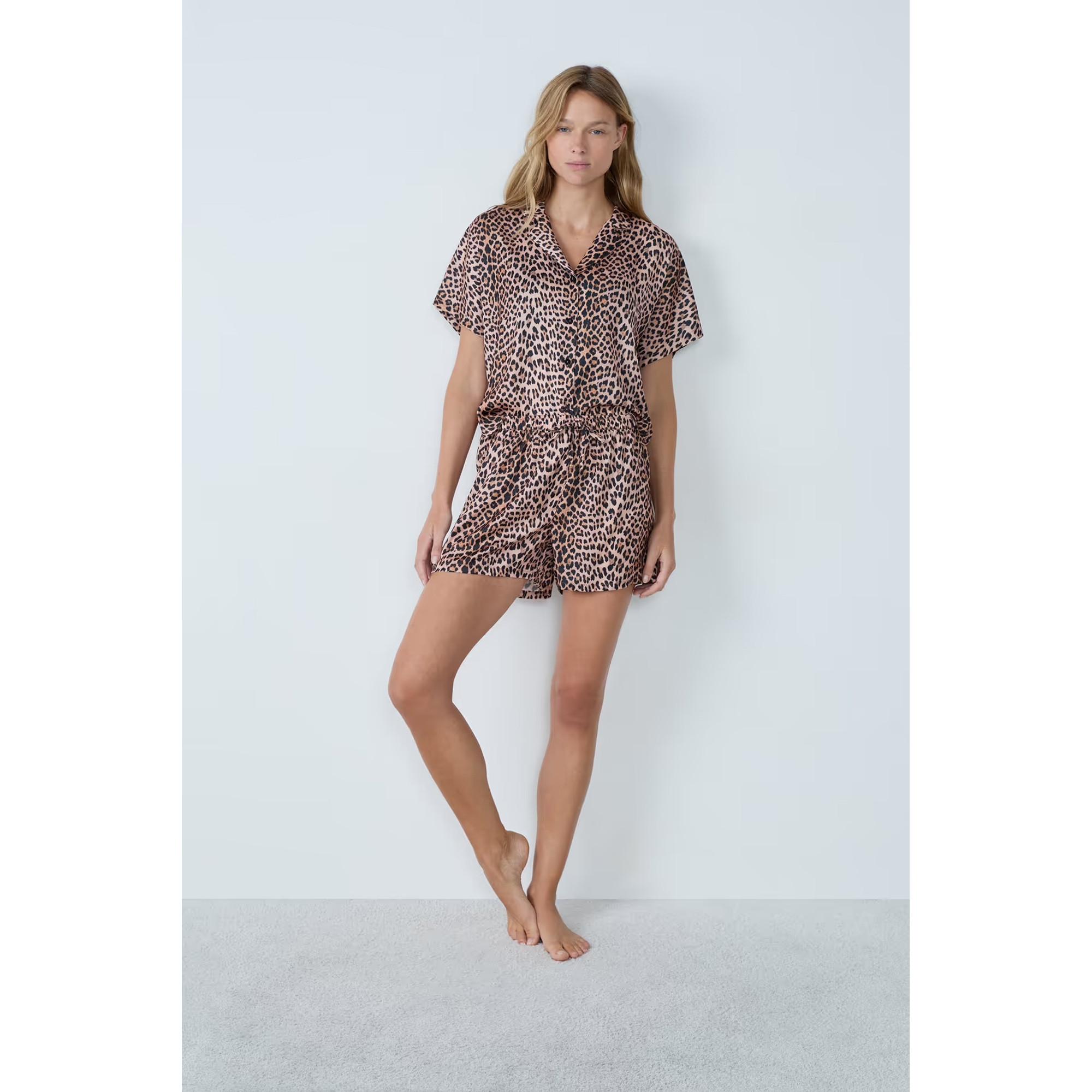 Etam Pantaloncini Pigiama Stampa Leopardata  