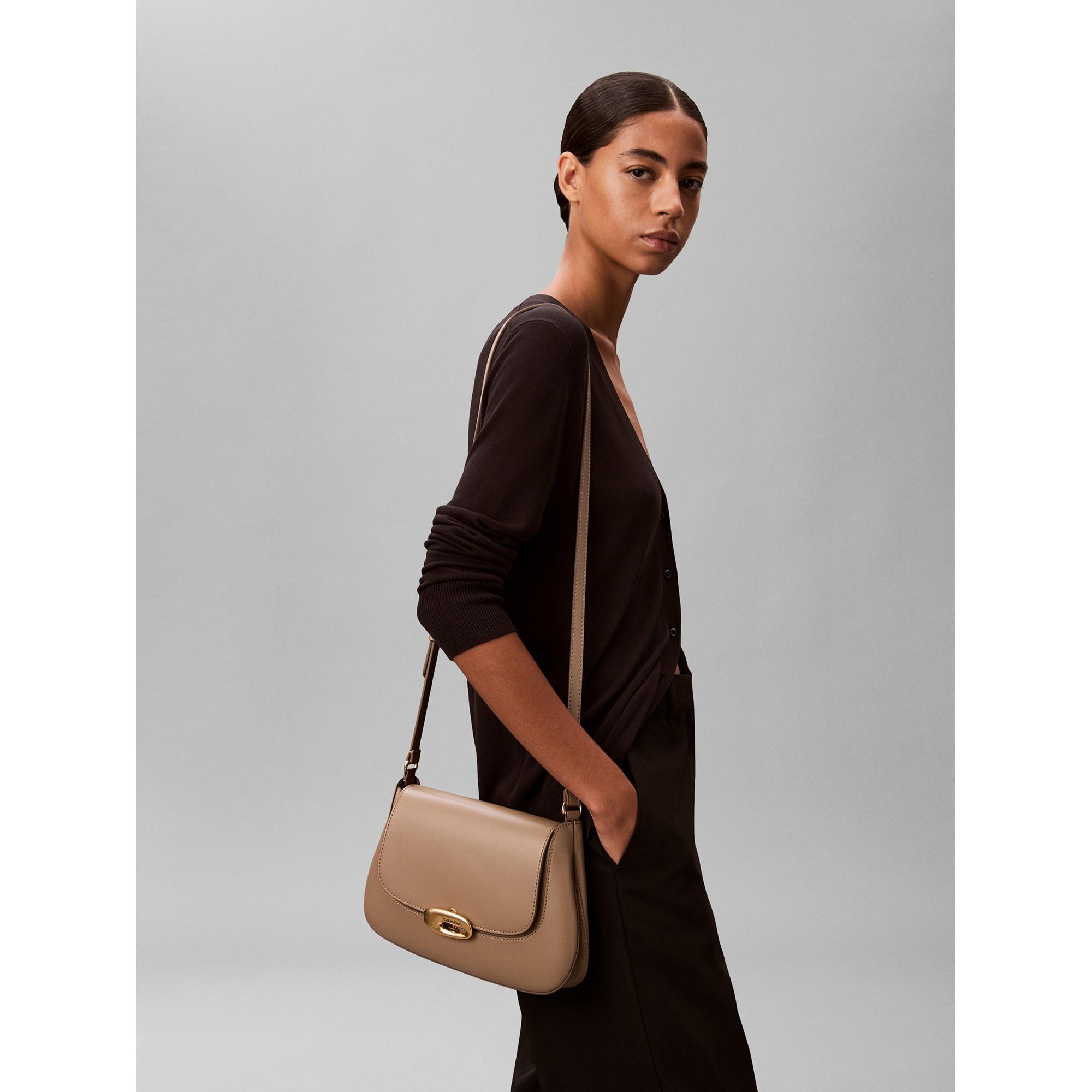 Calvin Klein Engraved Hardware Flap Medium Crossbody Bag  