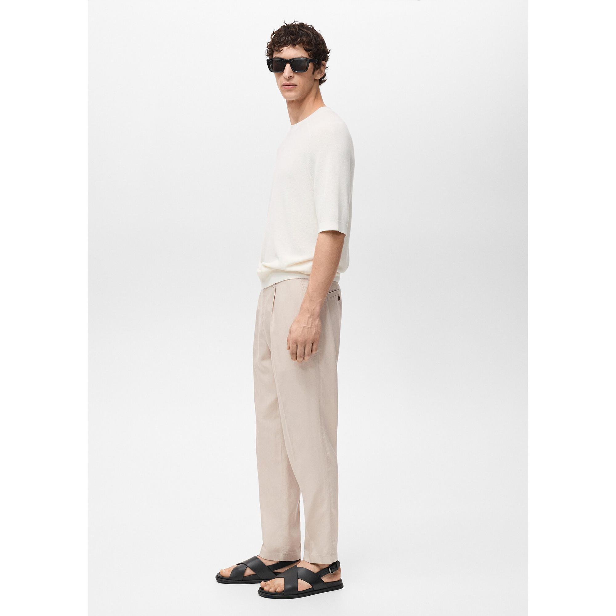 Mango Man Delave Slim Fit Pantaloni in Lino  