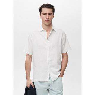 Mango Man Ants Camicia Lino Maniche Corte  