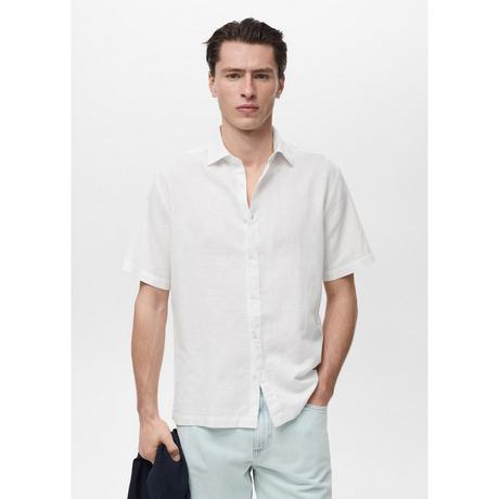 Mango Man Ants Camicia Lino Maniche Corte  