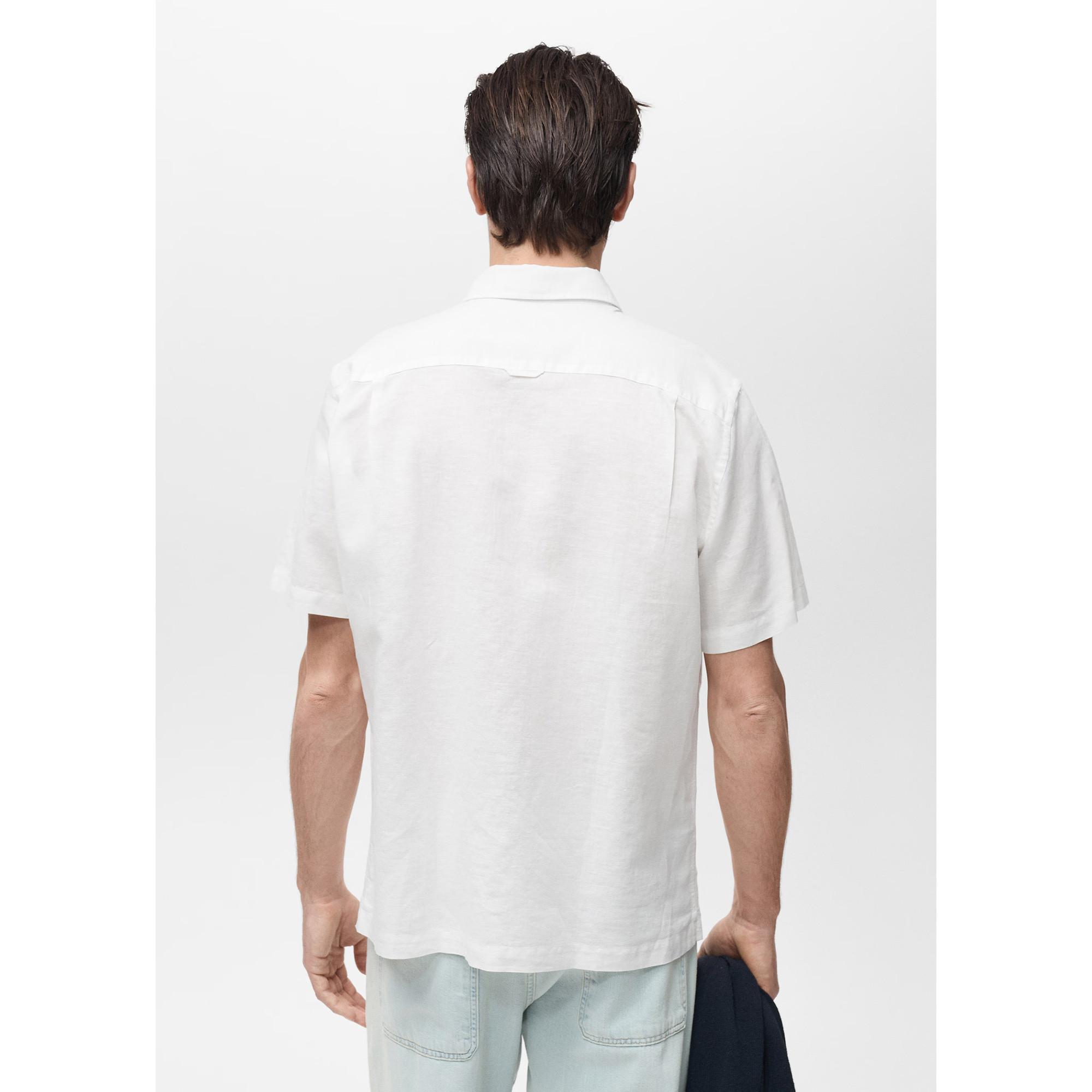 Mango Man Ants Camicia Lino Maniche Corte  