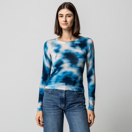 Manor Woman Maglione a Maglia Fine Stampa Artistica Astratta Maniche Lunghe  