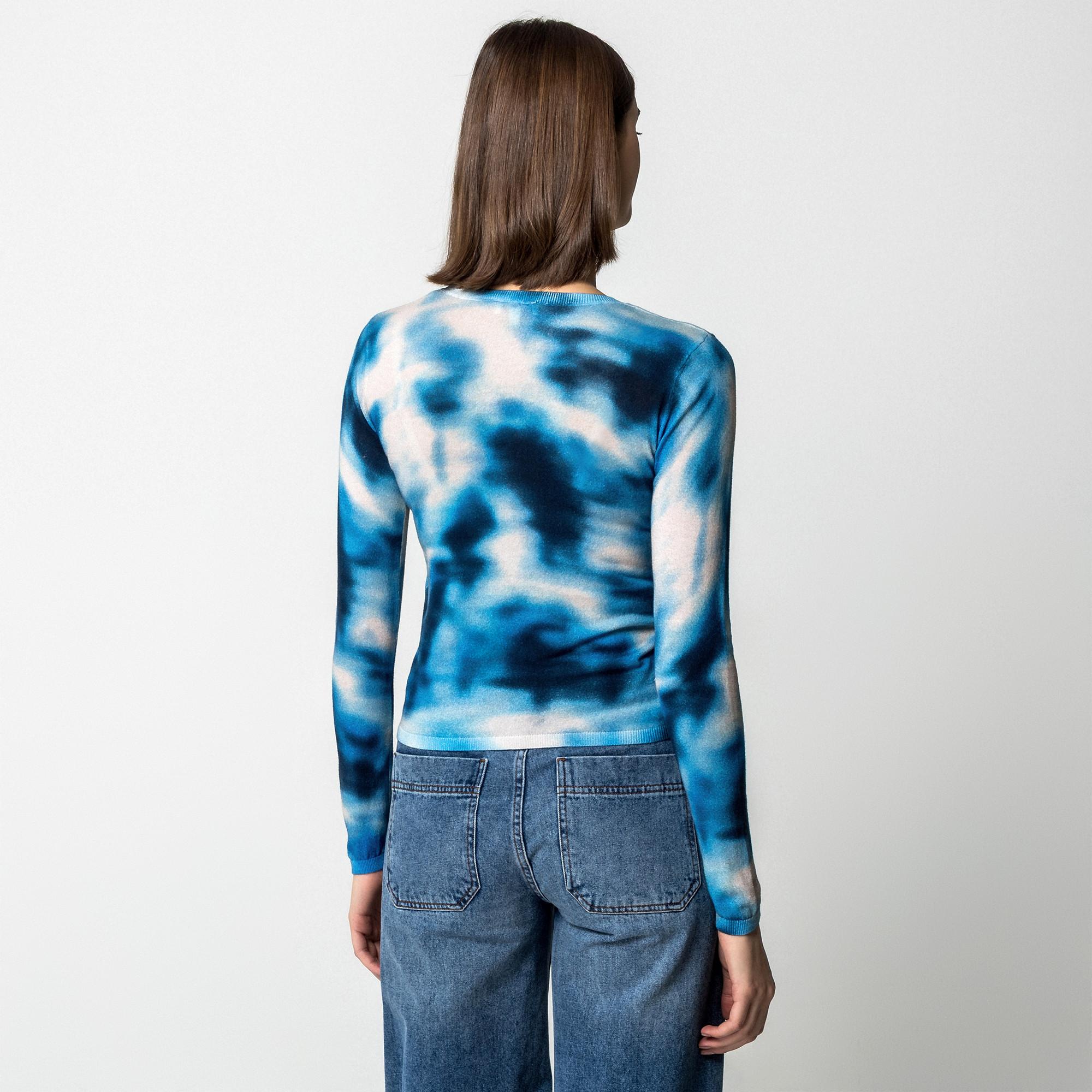 Manor Woman Maglione a Maglia Fine Stampa Artistica Astratta Maniche Lunghe  