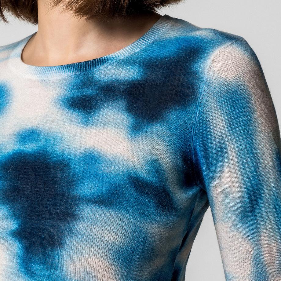 Manor Woman Maglione a maniche lunghe in maglia fine con stampa artistica astratta  