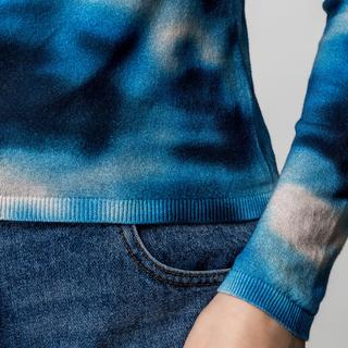 Manor Woman Maglione a Maglia Fine Stampa Artistica Astratta Maniche Lunghe  