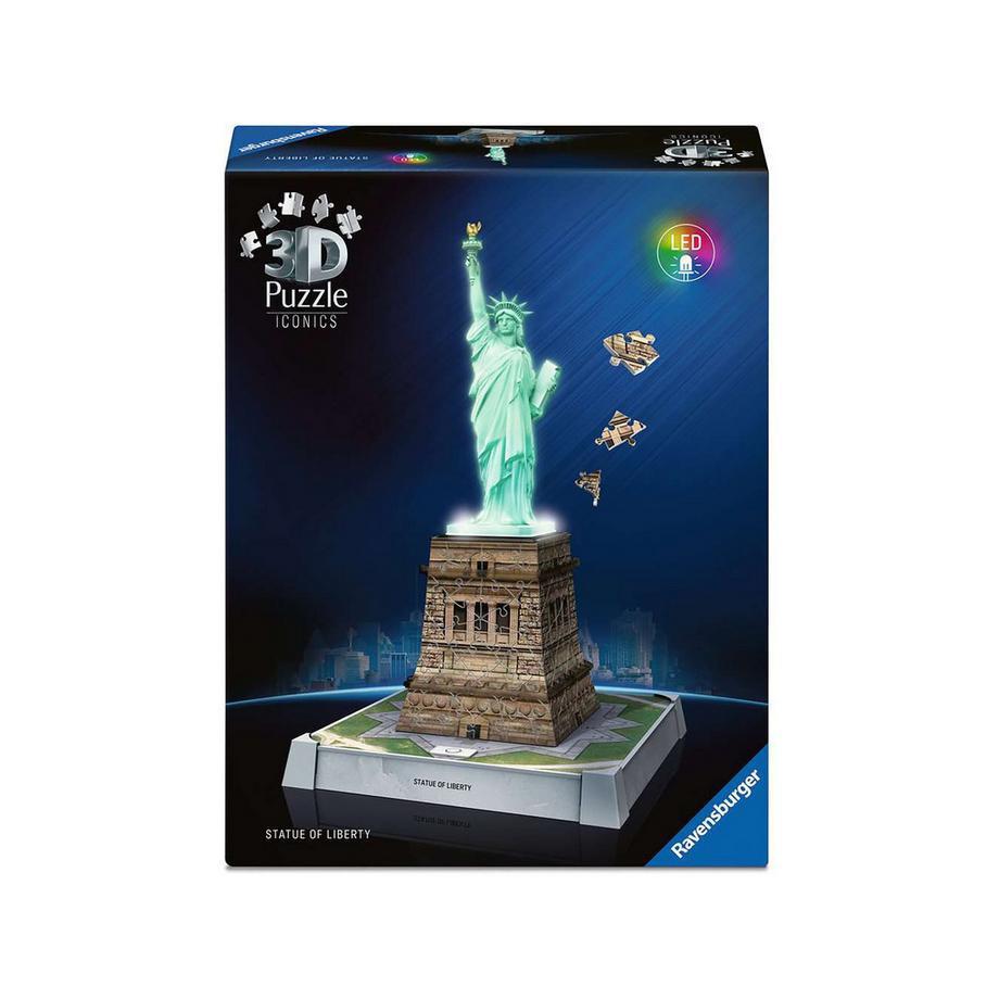 3D Puzzle Iconics: Statue de la Liberté illuminée, 108 pièces