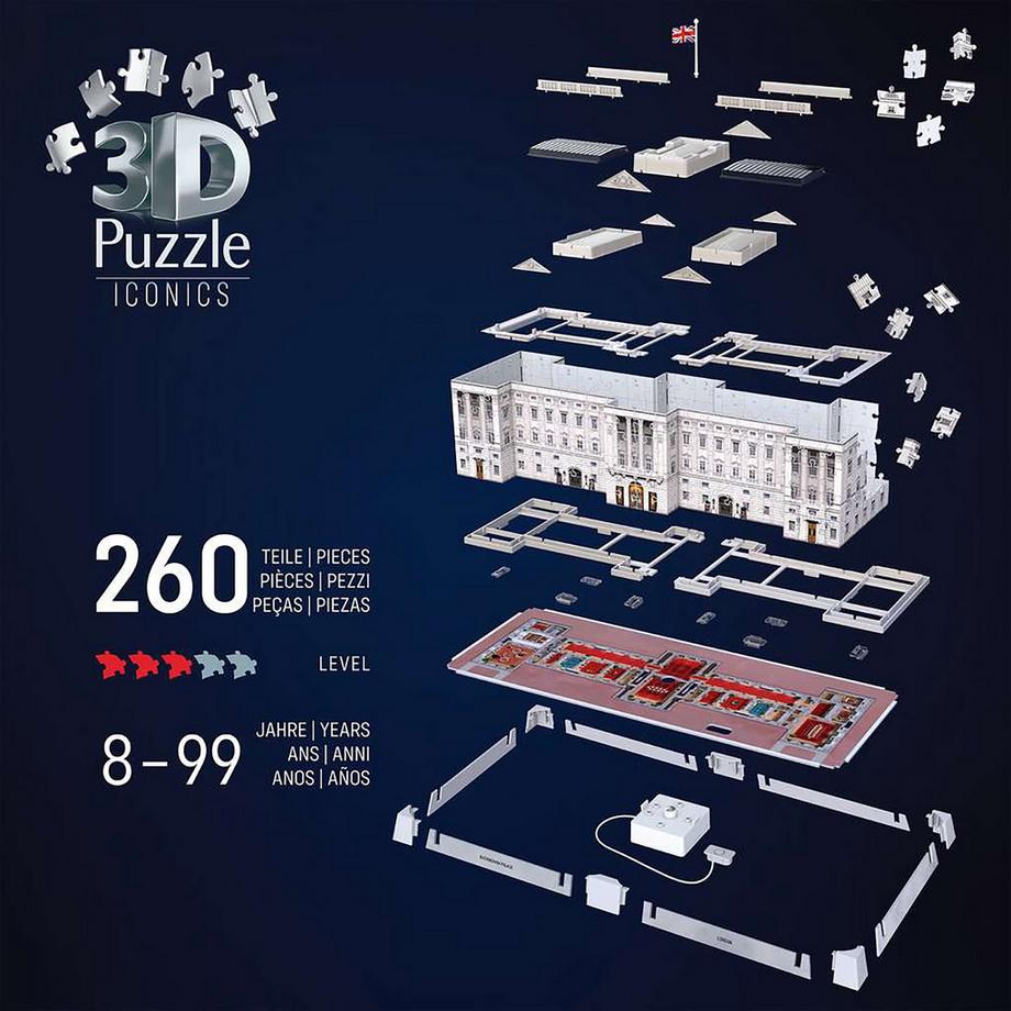 Ravensburger  3D Puzzle Iconics: Buckingham Palace illuminé, 216 pièces 