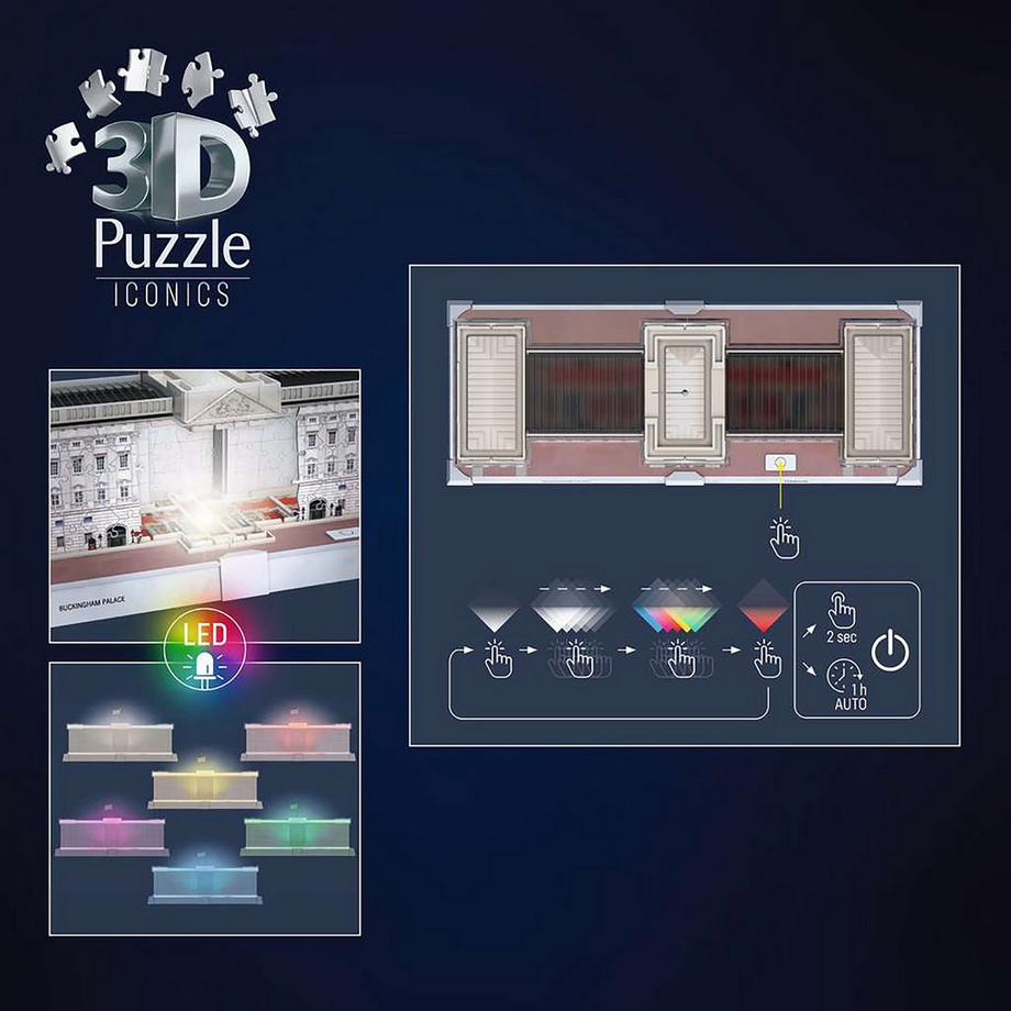 Ravensburger  3D Puzzle Iconics: Buckingham Palace illuminé, 216 pièces 