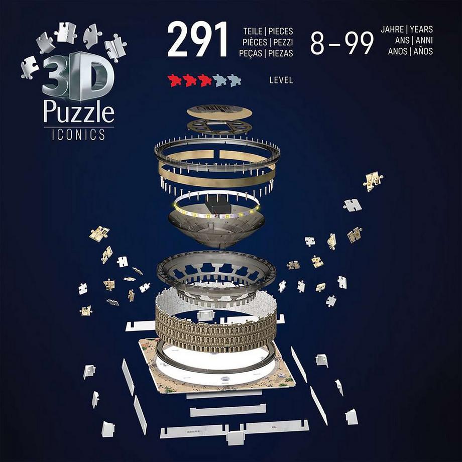 Ravensburger  3D Puzzle Iconics: Colisée illuminé, 216 pièces 