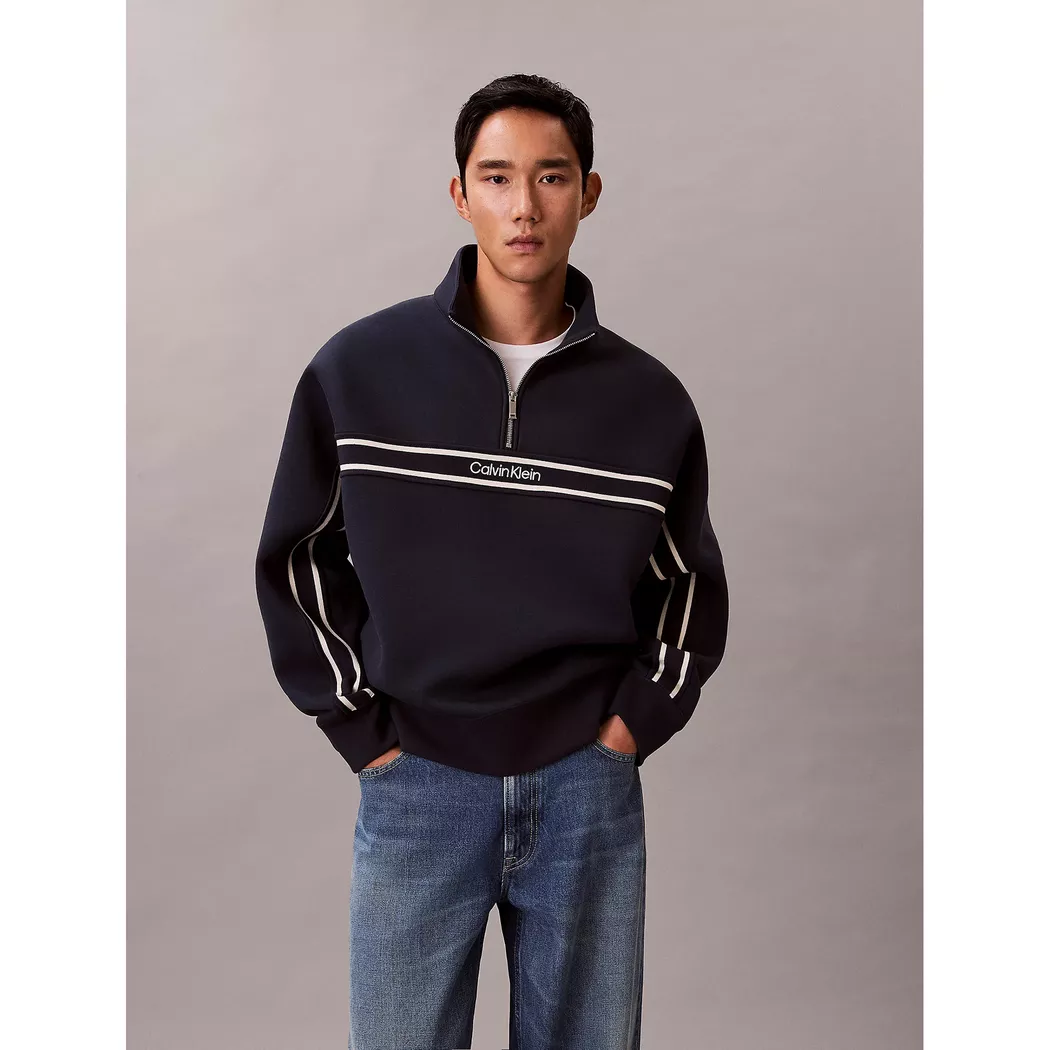 Calvin Klein Jeans Sweat-shirt à Zip Spacer Relaxed Fit Dark Sapphire L Homme