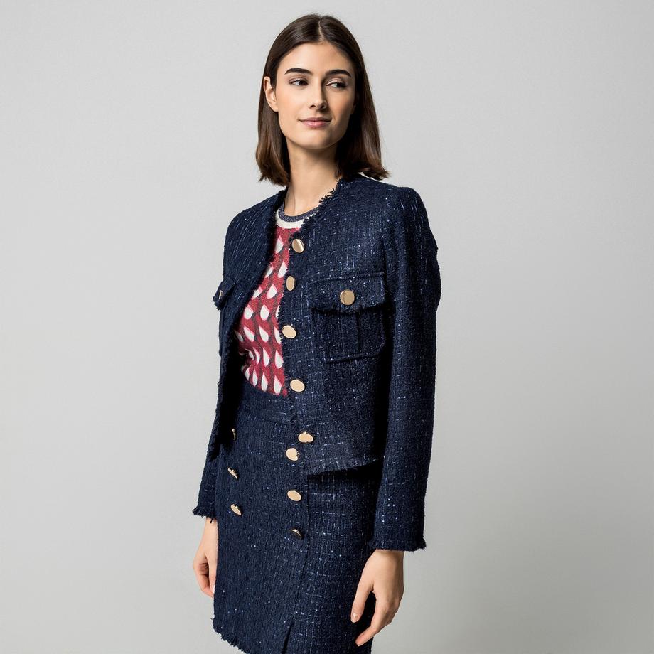 Manor Woman Tweed Blazer mit Pailletten  