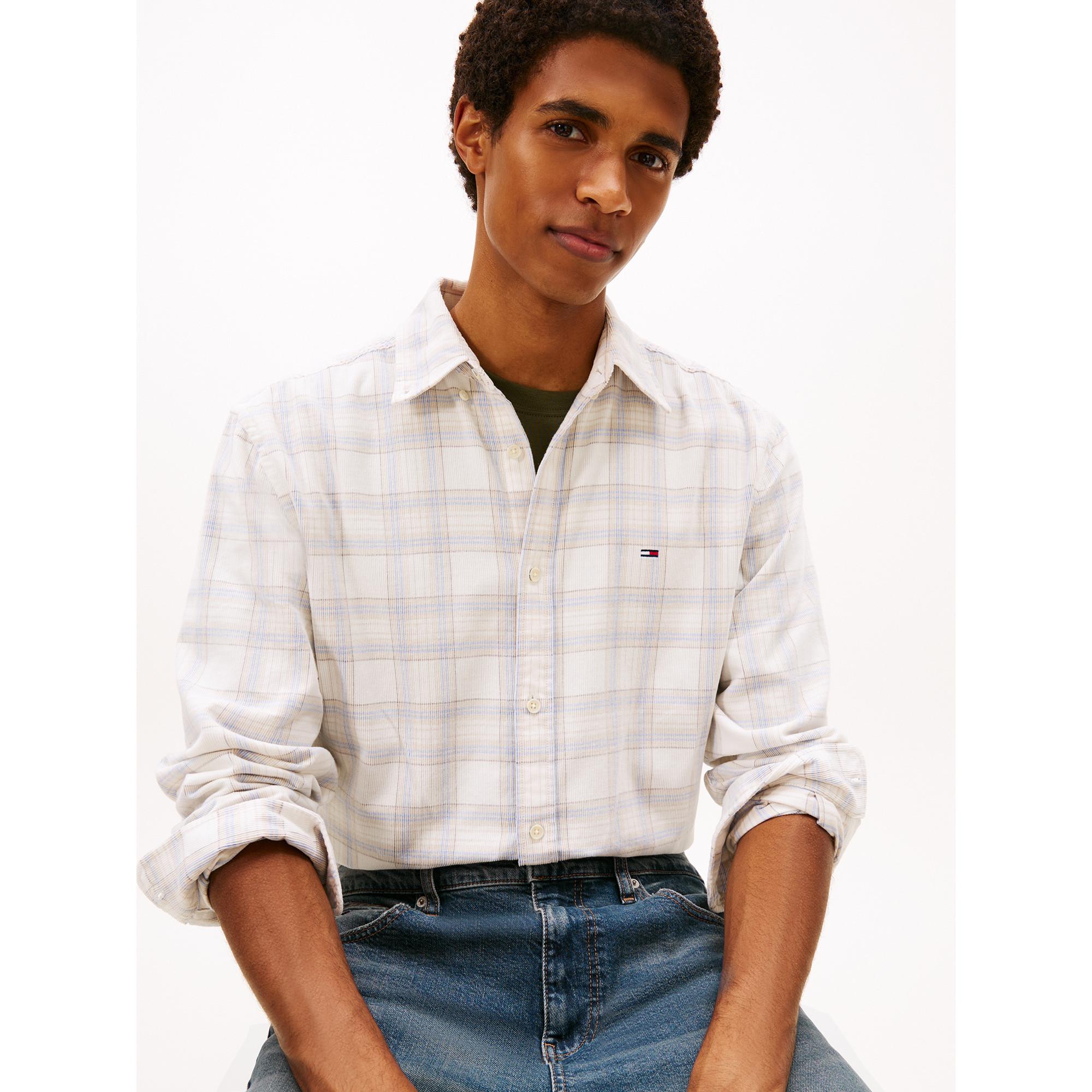 TOMMY JEANS Chemise à Carreaux en Côtelé Coupe Droite Manches Longues  