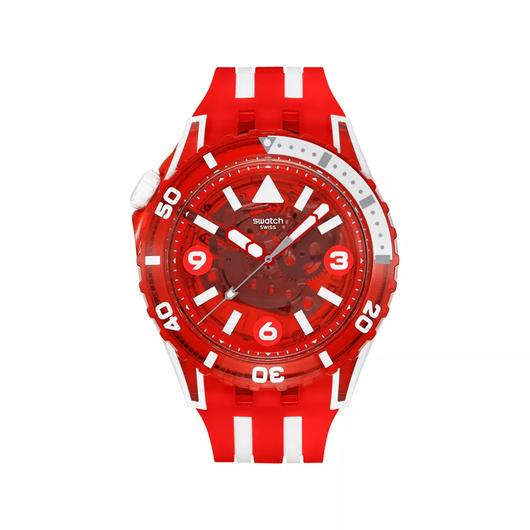Swatch - Analoguhr, Scubaqua Standard LION’S MANE, 44mm, Rot