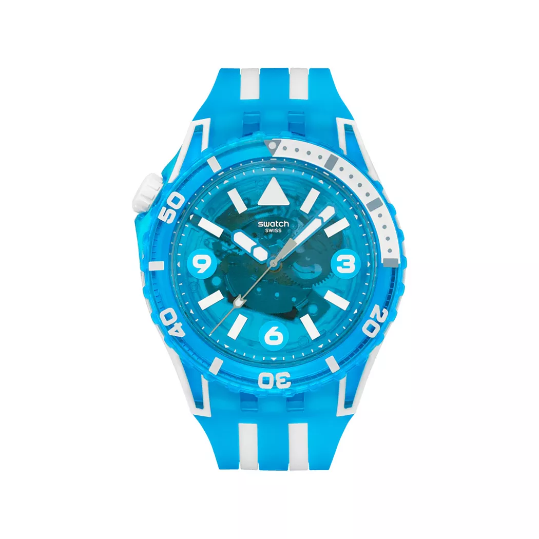 Swatch - Analoguhr, Scubaqua Standard BLUE FIRE, 44mm, Blau