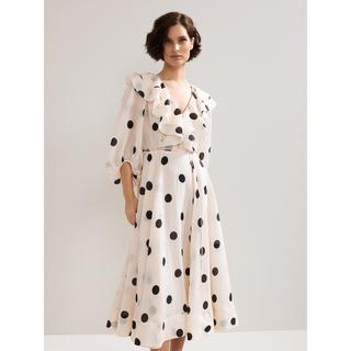 Phase Eight Jaqlyn Polka Dot Rüschen Midikleid  