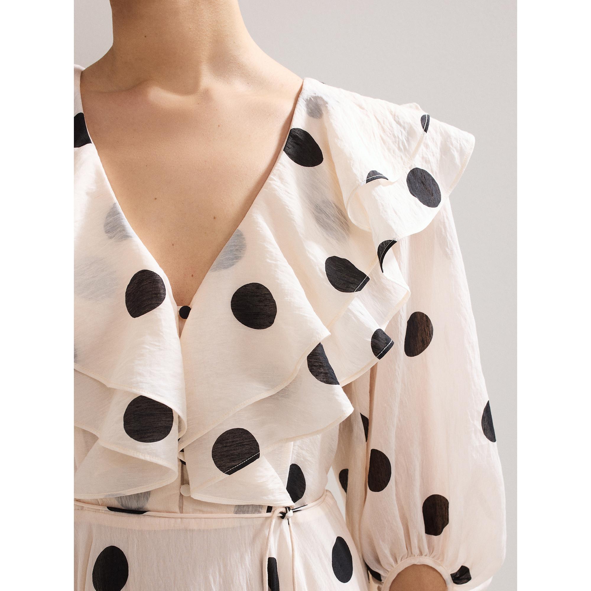 Phase Eight Jaqlyn Polka Dot Rüschen Midikleid  