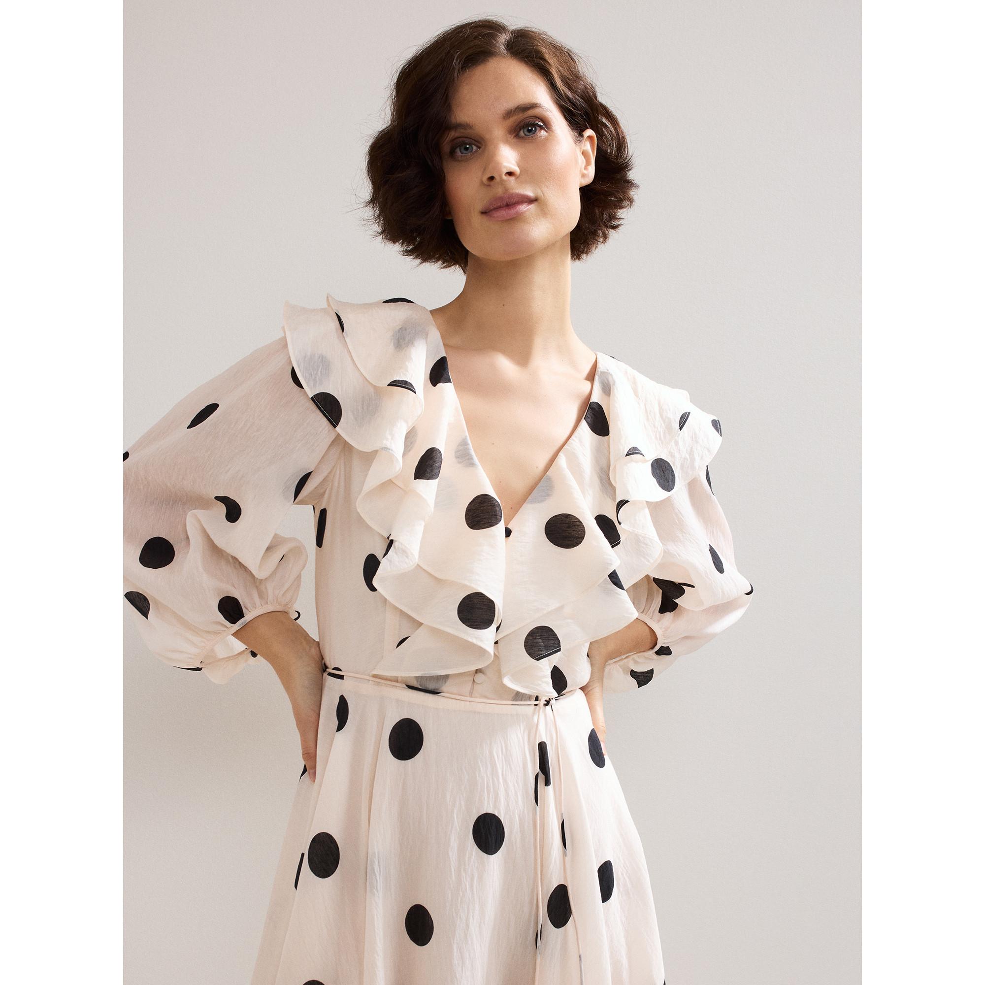 Phase Eight Jaqlyn Polka Dot Rüschen Midikleid  