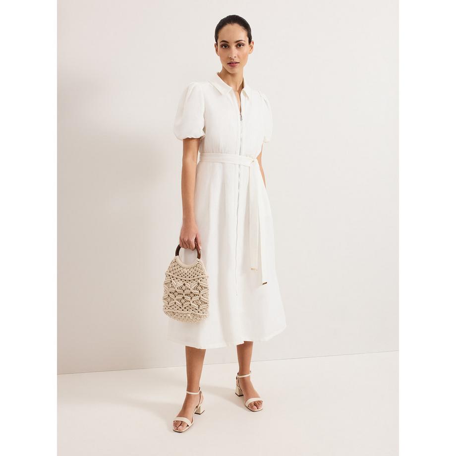 Phase Eight Kurzarm Midi Kleid mit Gürtel  