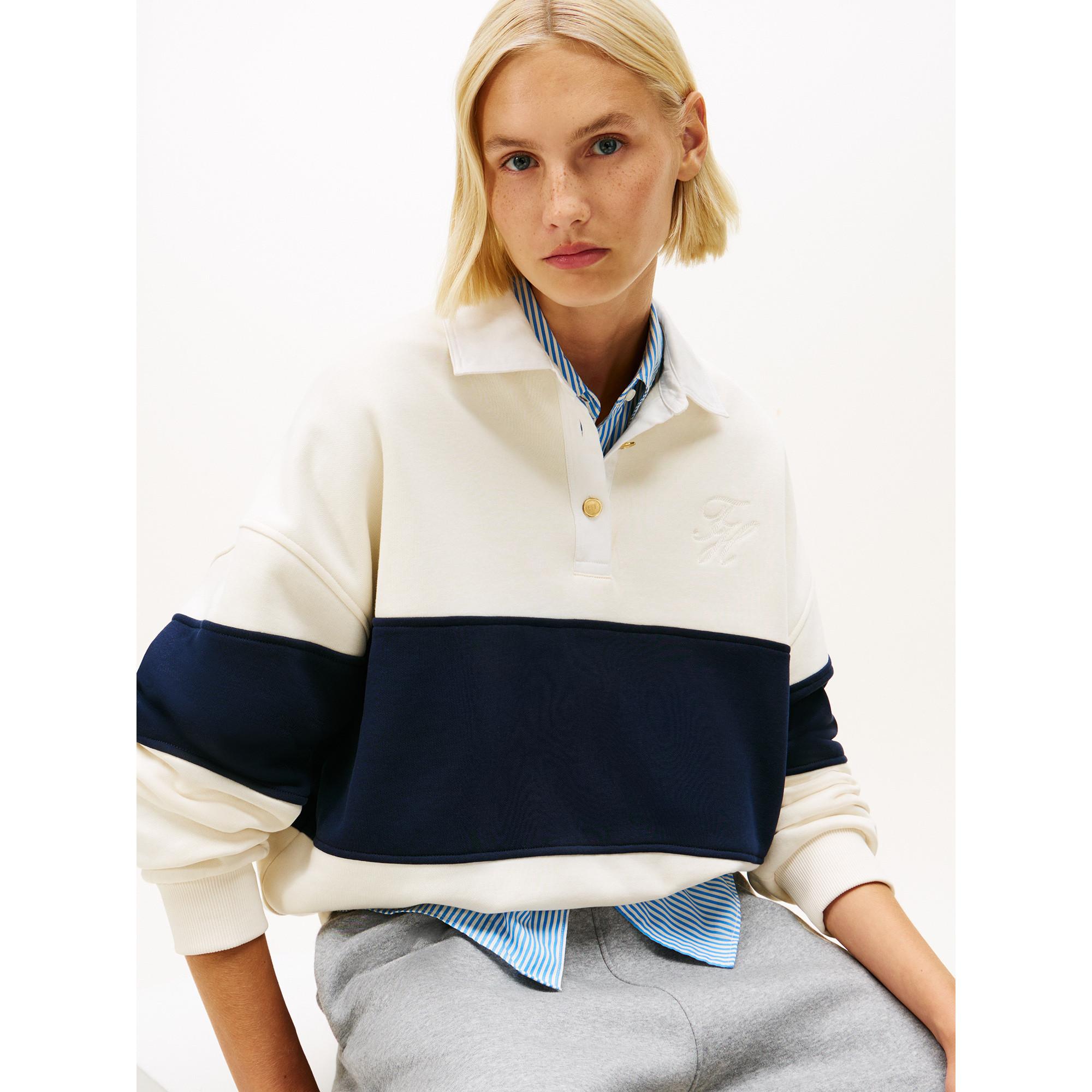 TOMMY HILFIGER Color Block Polo Kragen Sweatshirt  