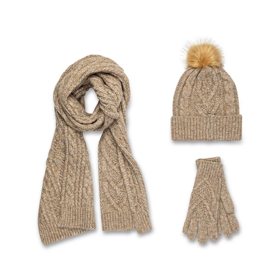 Manor Woman Strick Schal Beanie Handschuhe Geschenk Set  