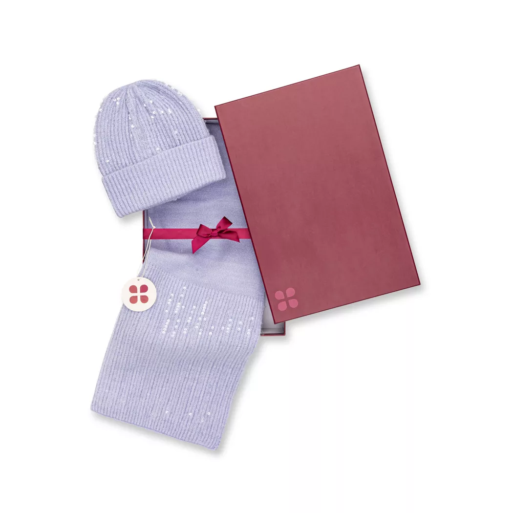 Manor Woman Gift Set Scarf Beanie Lavender One Size