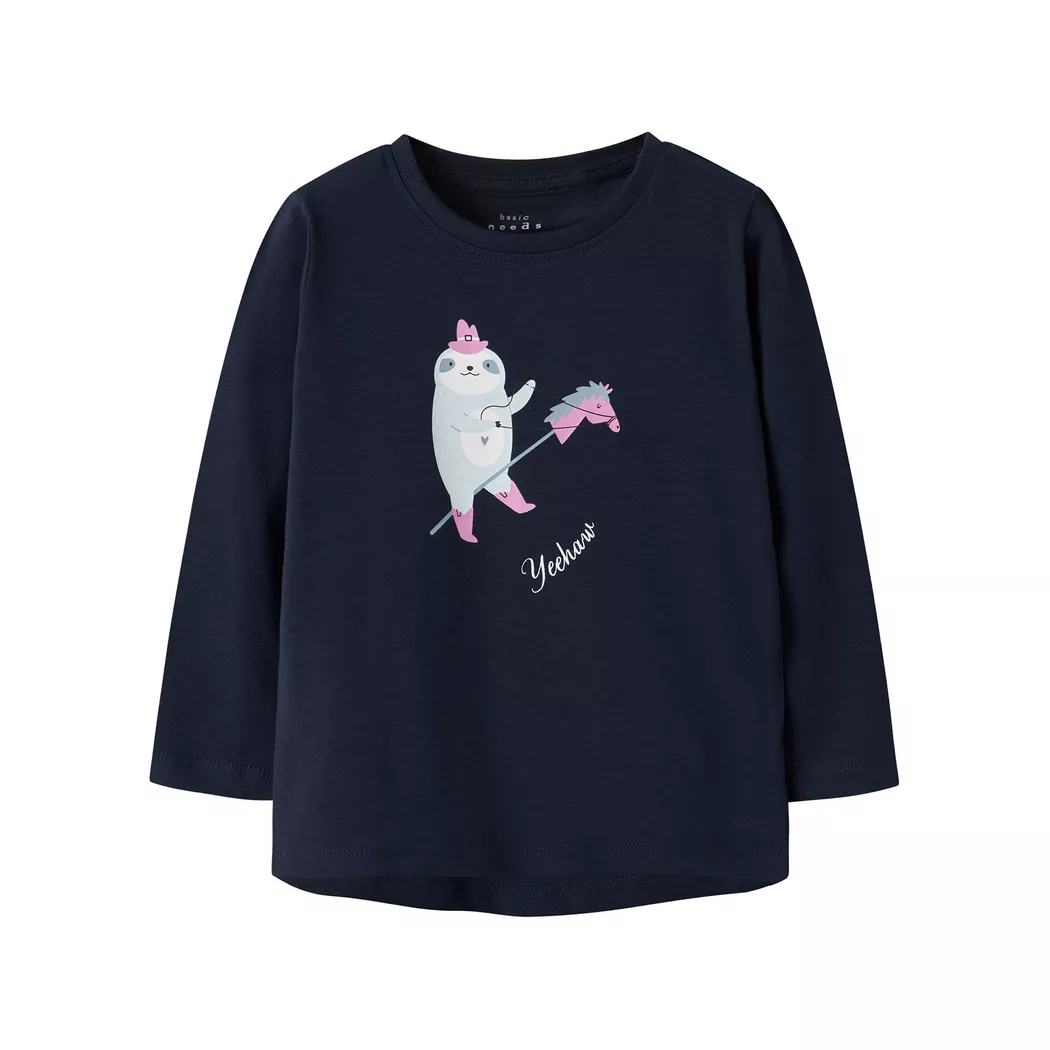 T-Shirt NAME IT "NMMDILKA SS NREG TOP BOX", Mädchen, Gr. 116, navy blazer, Jersey, Obermaterial: 100% Baumwolle, bedruckt, unifarben, normal normal, Rundhals, Shirts T-Shirt