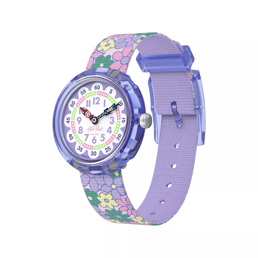 flik-flak - Analoguhr, Flower Fields, 32mm, Violett