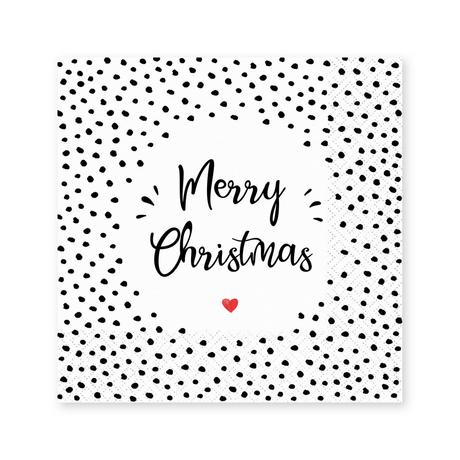 Braun+Company Serviettes en papier, 20 pièces Merry Xmas Heart 