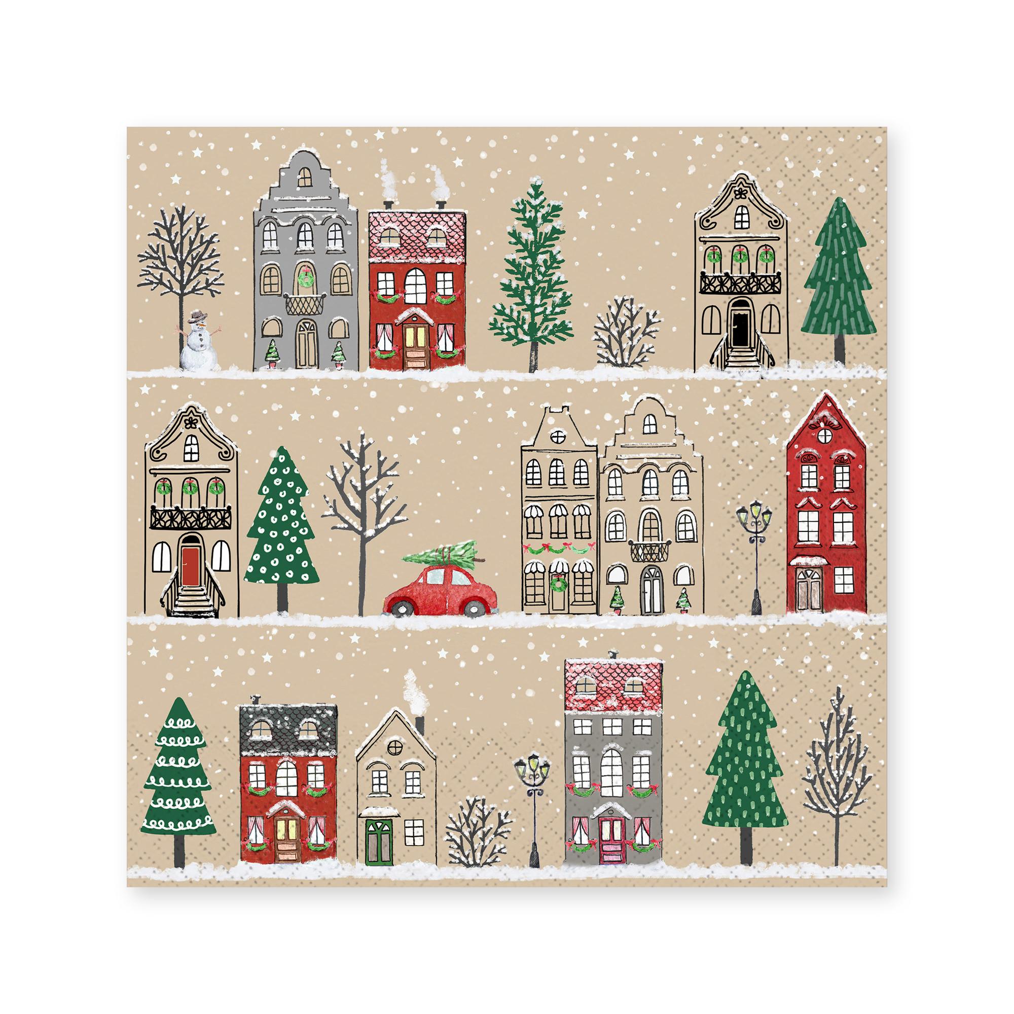 Braun+Company Papierservietten, 20 Stück Wintercity 