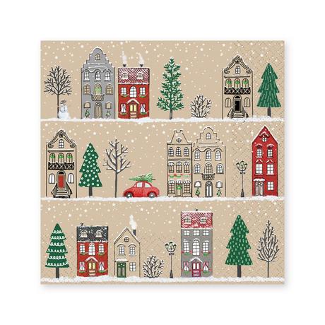 Braun+Company Papierservietten, 20 Stück Wintercity 